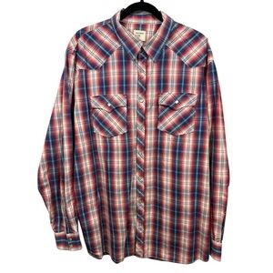 Old Navy Men’s Plaid Western Pearl Snap Long Sleeve Shirt Sz XXL Cowboy Farmcore